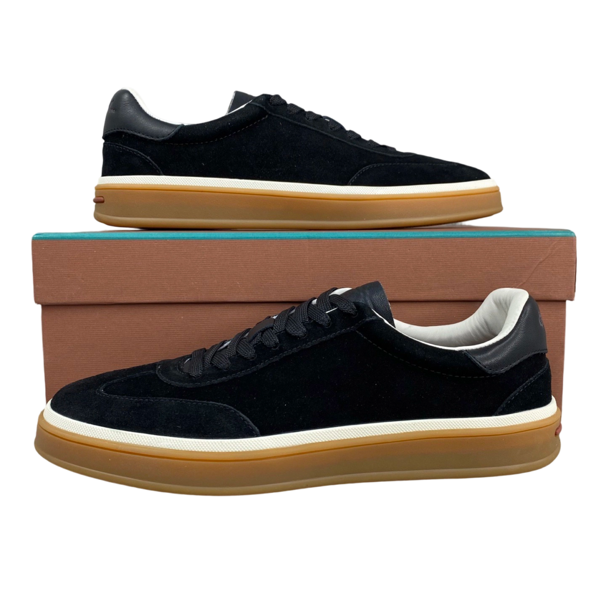 Loro Piana Tennis Walk Sneaker Suede Calf Split Black And Gray OG0715728