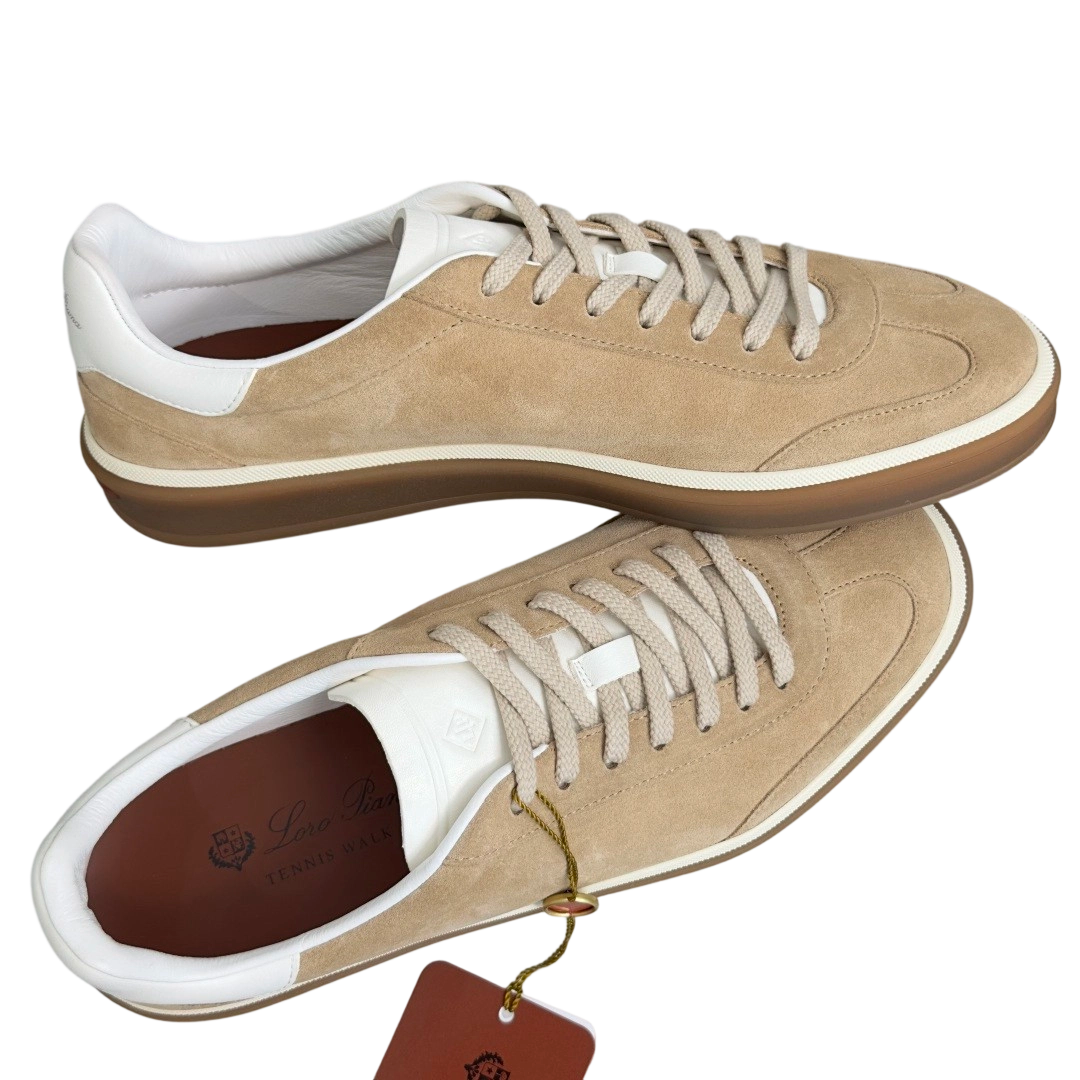 Loro Piana Tennis Walk Sneaker Suede Calf Split Brown And White OG0716730