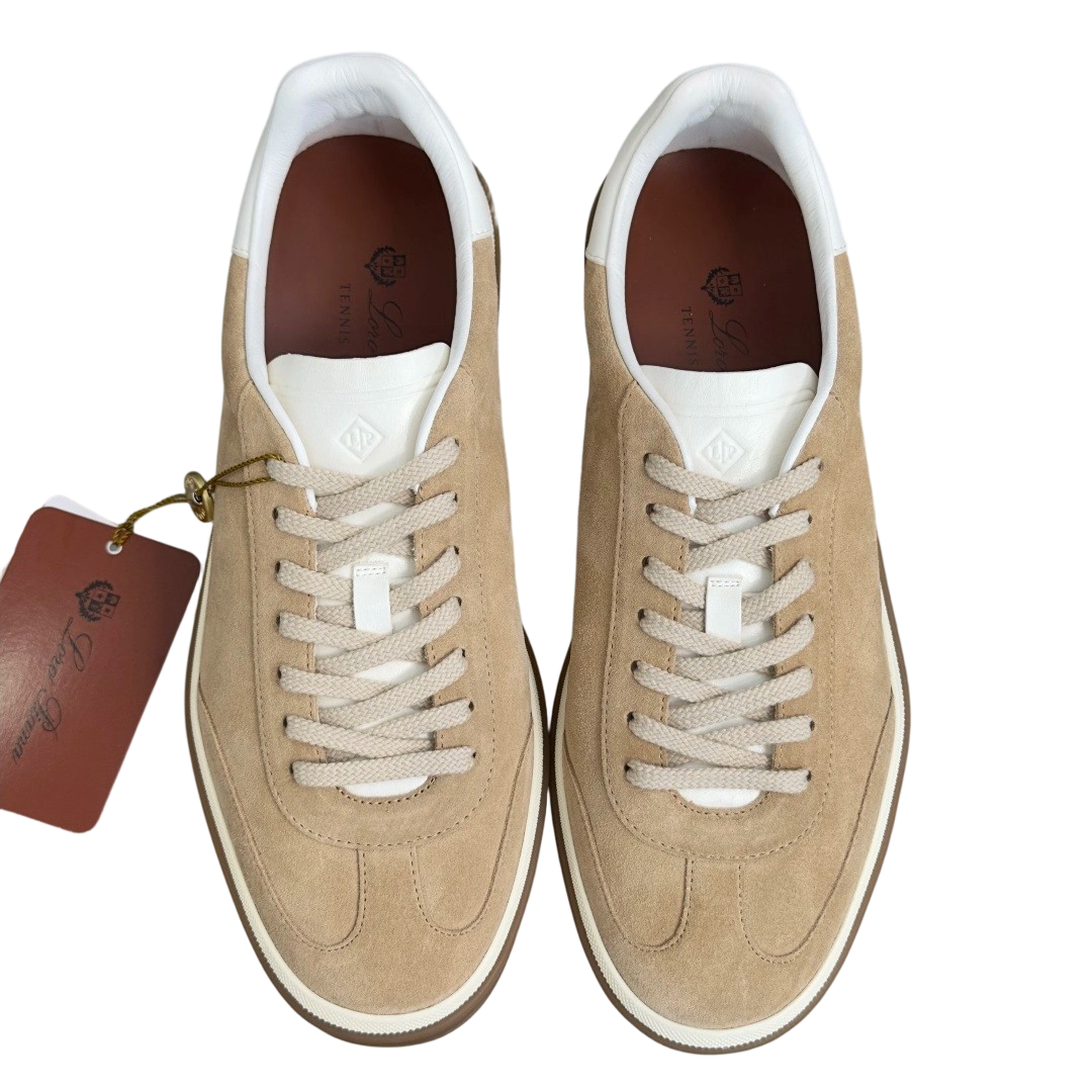 Loro Piana Tennis Walk Sneaker Suede Calf Split Brown And White OG0716730