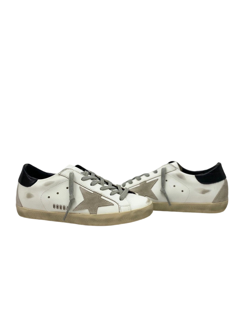Golden Goose Super‑Star Khaki‑Grey Suede Star Black Leather Heel OG0721857