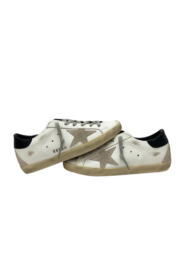Golden Goose Super‑Star Khaki‑Grey Suede Star Black Leather Heel OG0721857