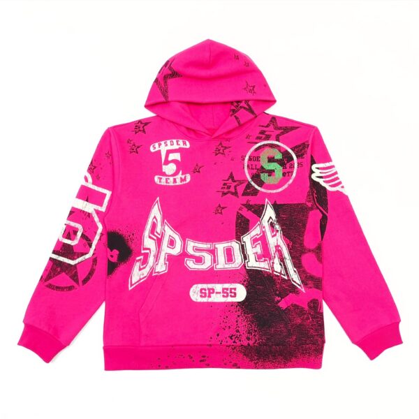 Sp5der Stencil Hoodie Pink OG0725117