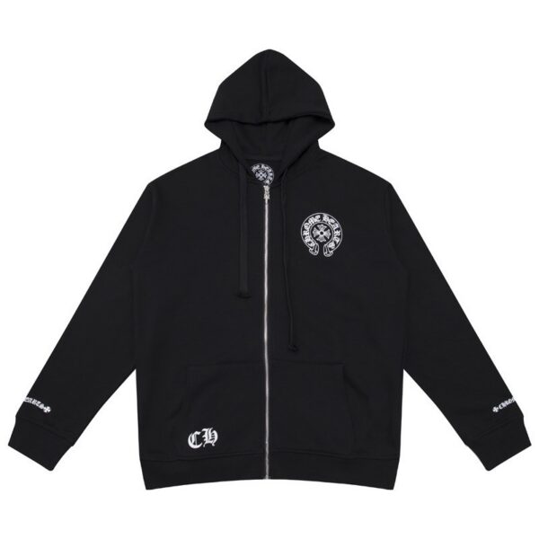 Chrome Hearts Hoodie Cuffs Sanskrit Printed Zipper Jacket Black OG0725128