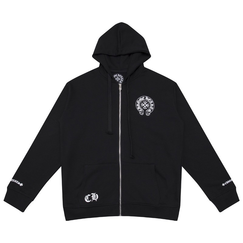 Chrome Hearts Hoodie Cuffs Sanskrit Printed Zipper Jacket Black OG0725128