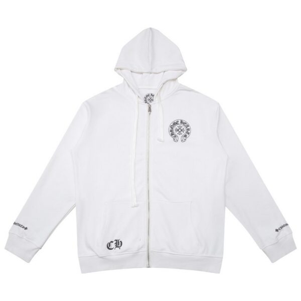 Chrome Hearts Hoodie Cuffs Sanskrit Printed Zipper Jacket White OG0725129