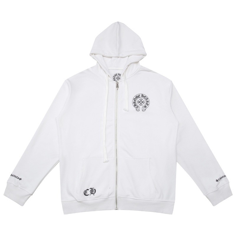 Chrome Hearts Hoodie Cuffs Sanskrit Printed Zipper Jacket White OG0725129