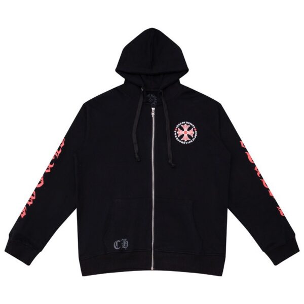 Chrome Hearts Made In Hollywood Plus Cross Zip Up Hoodie BlackRed OG0725130