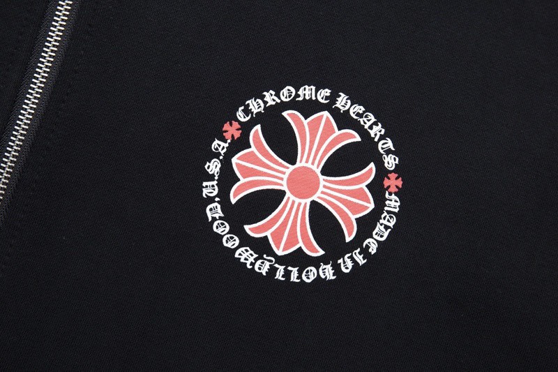 Chrome Hearts Made In Hollywood Plus Cross Zip Up Hoodie BlackRed OG0725130