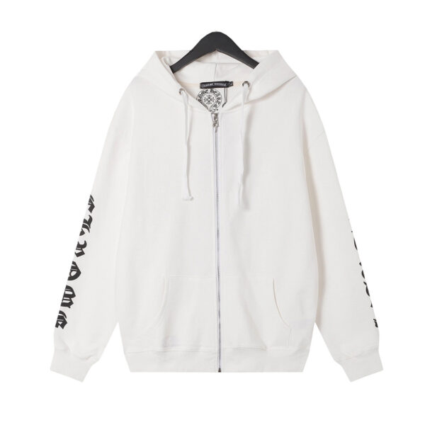 Chrome Hearts Multicolor Sleeve Zip Hoodie White OG0727149