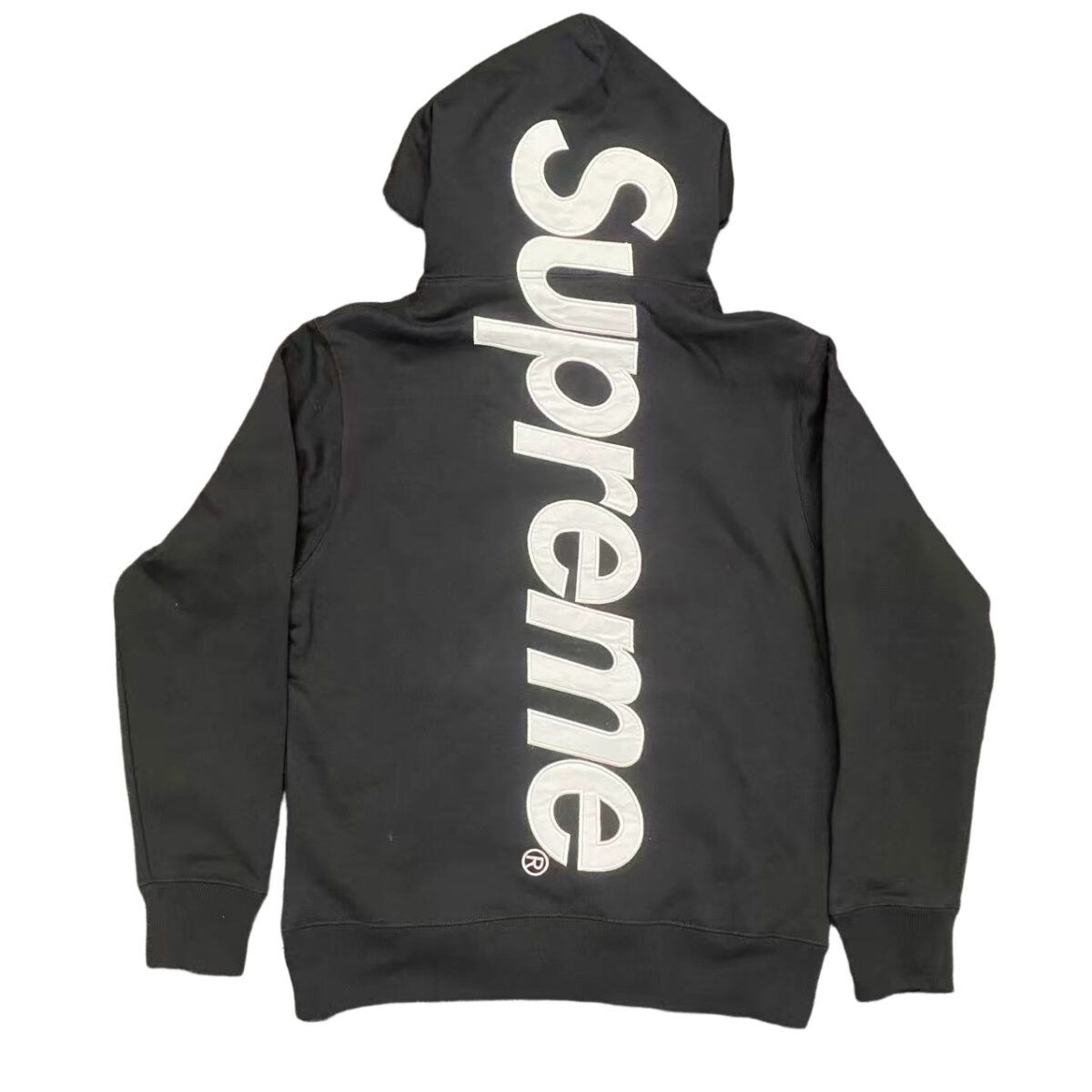 Supreme Satin Appliqué Hooded Sweatshirt Black and White OG0729226