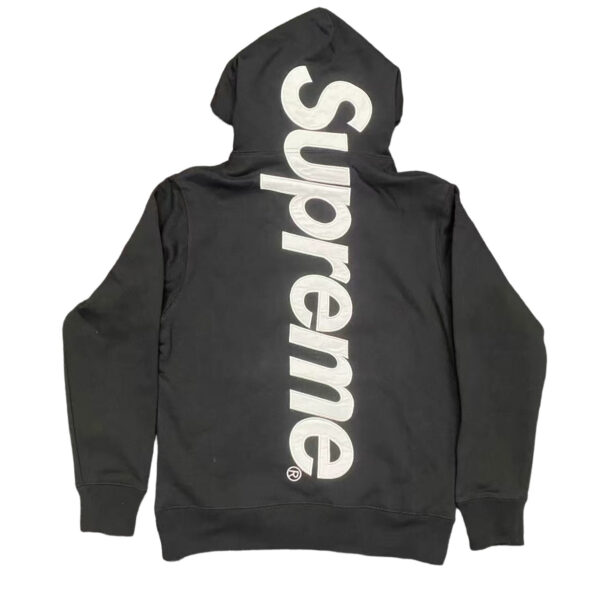 Supreme Satin Appliqué Hooded Sweatshirt Black and White OG0729226