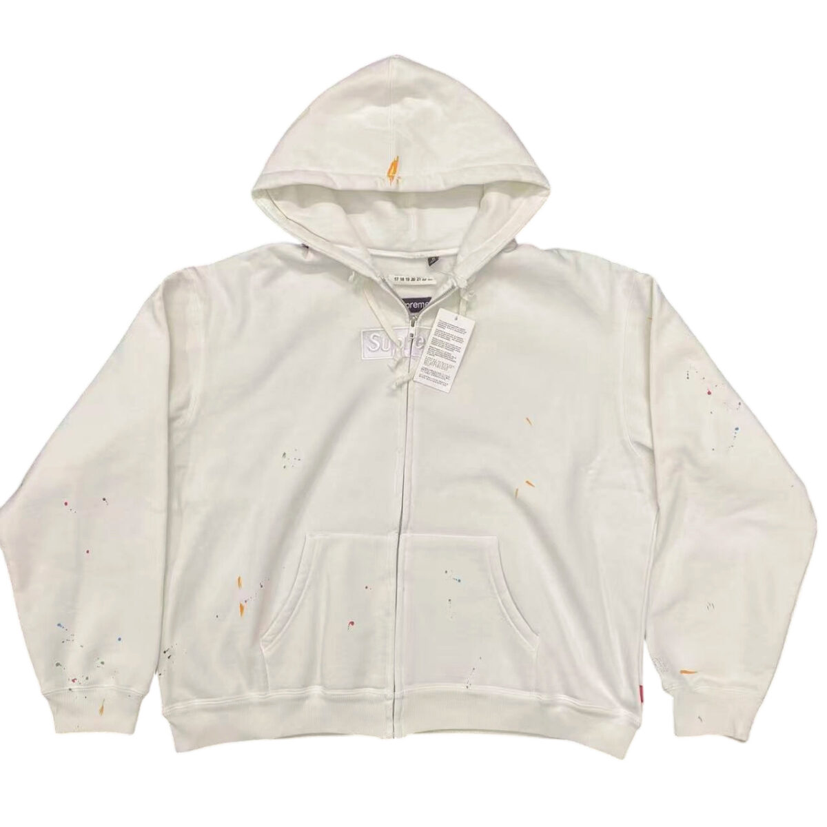 Supreme x MM6 Maison Margiela collaboration SS26 WEEK4 Box Logo Zip Up Hooded Sweatshirt white OG0729258
