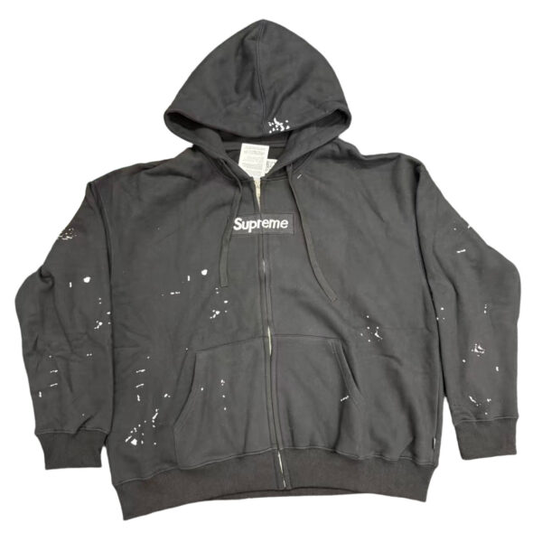 Supreme x MM6 Maison Margiela collaboration SS26 WEEK4 Box Logo Zip Up Hooded Sweatshirt black OG0729259