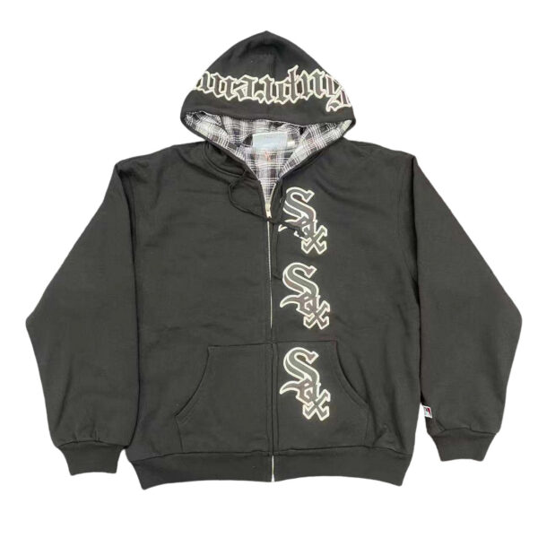 Sup Mlb collaborates with White SOX ™ ZIP UP HOODED SWEATSHIRT black OG0729271