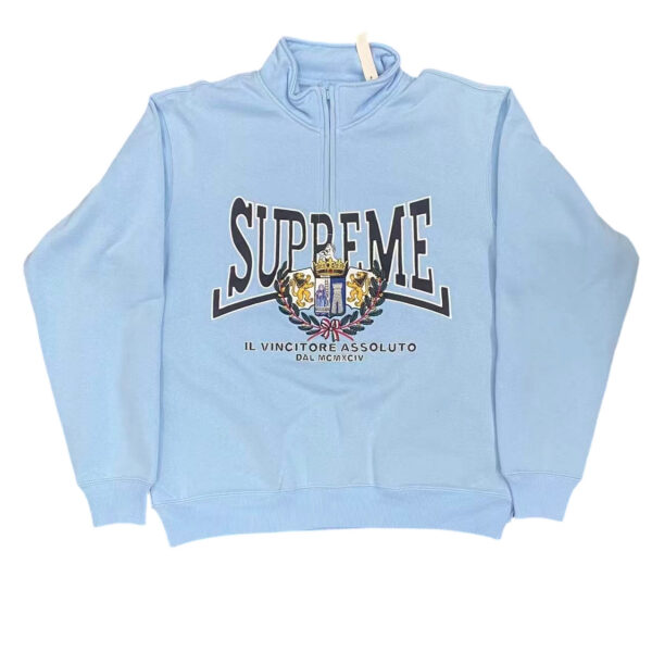 Supreme 25FW CREST APPLIQU É HALF ZIP PULLOVER half zip hoodie bule OG0729274