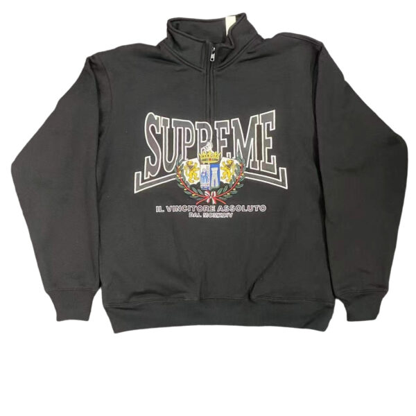 Supreme 25FW CREST APPLIQU É HALF ZIP PULLOVER half zip hoodie black OG0729275