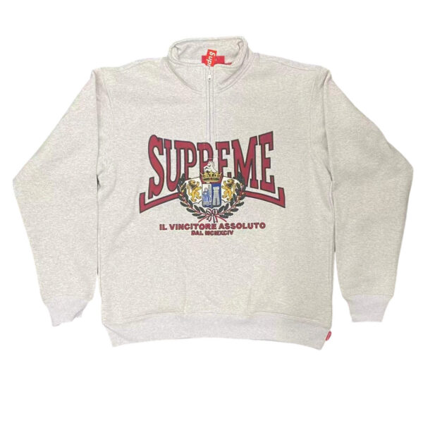 Supreme 25FW CREST APPLIQU É HALF ZIP PULLOVER half zip hoodie grey OG0729276
