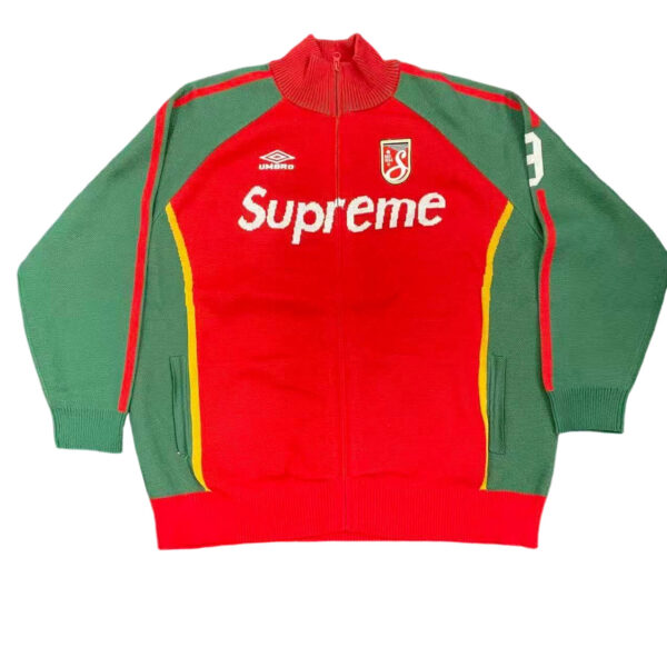 Supreme X UMBRO ZIP UP SWEATER Zipper Knitted Sweater Coat red, green OG0729278