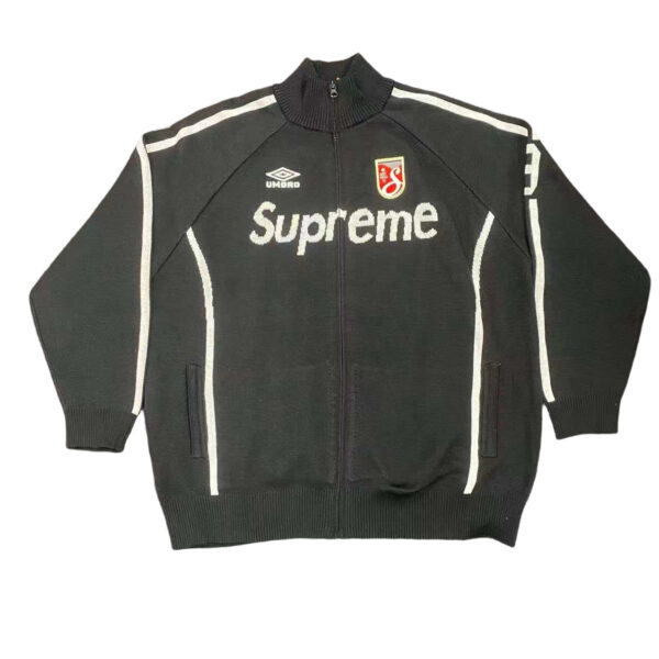 Supreme X UMBRO ZIP UP SWEATER Zipper Knitted Sweater Coat black OG0729279