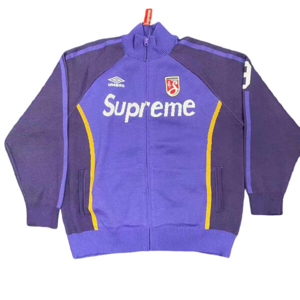 Supreme X UMBRO ZIP UP SWEATER Zipper Knitted Sweater Coat purple OG0729280