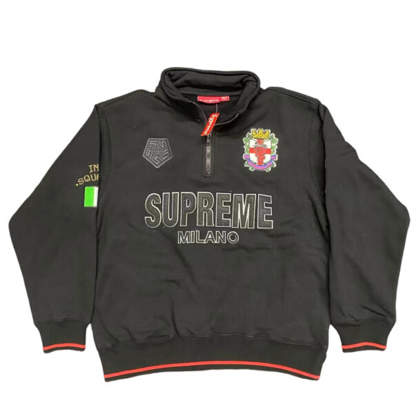 Supreme 22FW Milan Half Zip Pullover AC Milan Limited Edition Half Zip Hoodie Black OG0729284