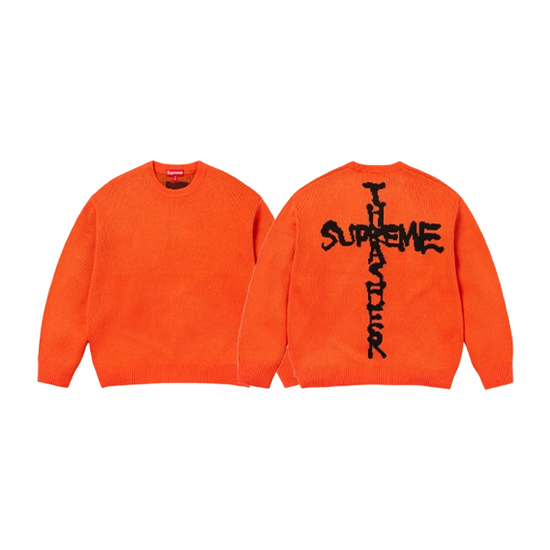 SUPREME ®/ THRASHER ® CREWNECK FW24 Flame Joint Sweater Orange OG0730298