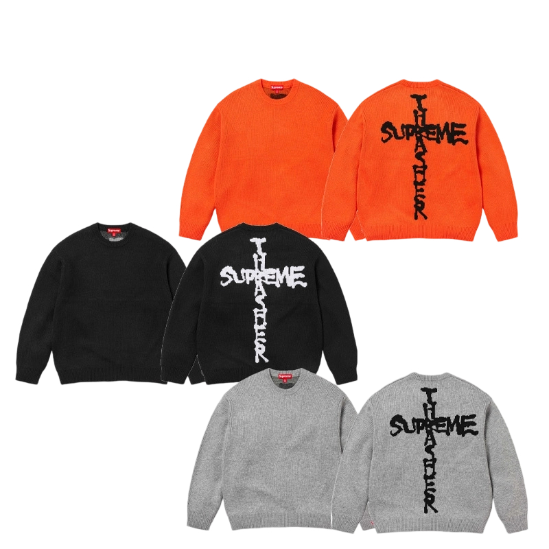 SUPREME ®/ THRASHER ® CREWNECK FW24 Flame Joint Sweater Grey OG0730299