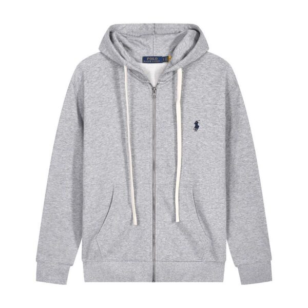 Ralph Lauren Polo Pony Zip-up Gray Hoodie Black Logo OG0730304