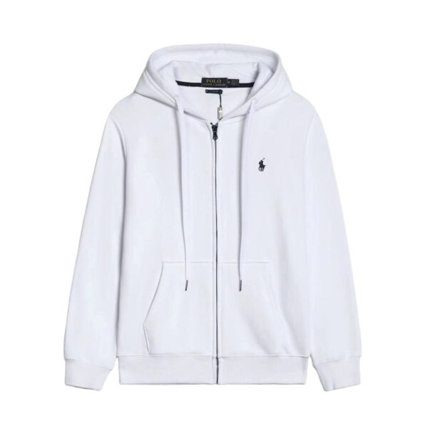 Ralph Lauren Polo Pony Zip-up White Hoodie Black Logo OG0730309