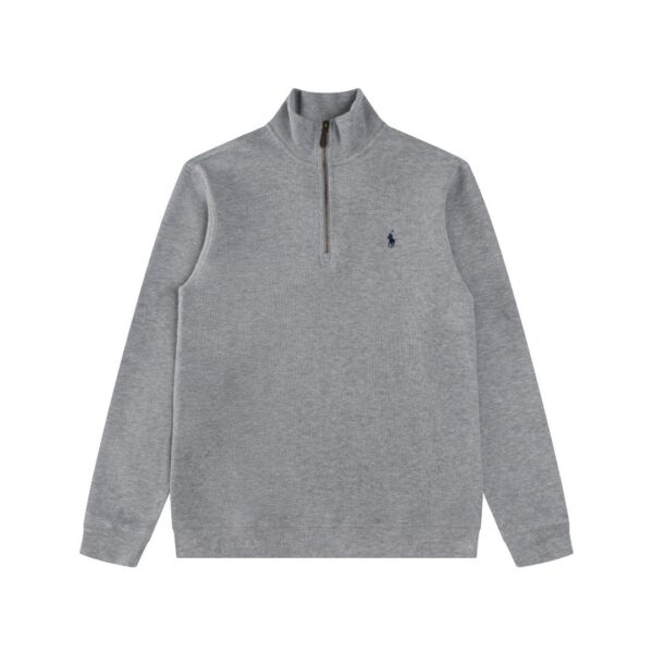 Ralph Lauren Half Zipper High Collar Long Sleeve Knitted Hoodie Grey OG0730317