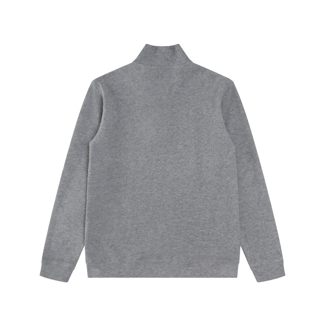 Ralph Lauren Half Zipper High Collar Long Sleeve Knitted Hoodie Grey OG0730317