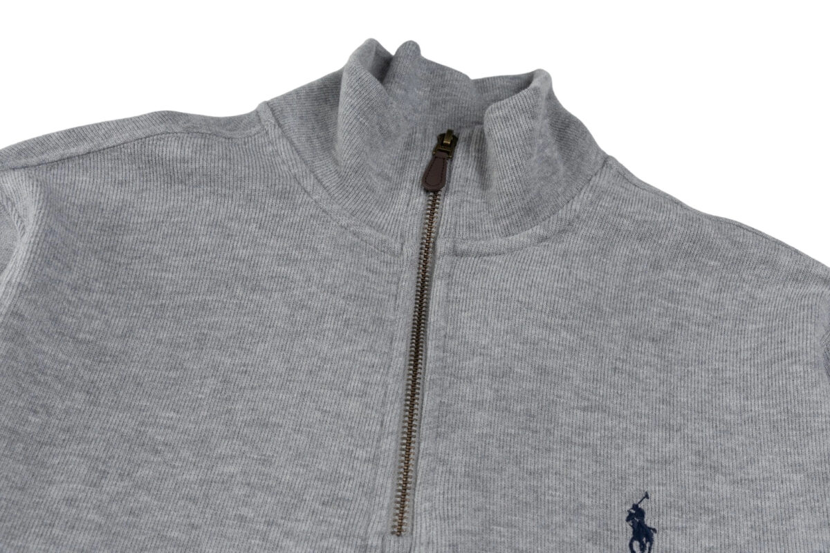 Ralph Lauren Half Zipper High Collar Long Sleeve Knitted Hoodie Grey OG0730317