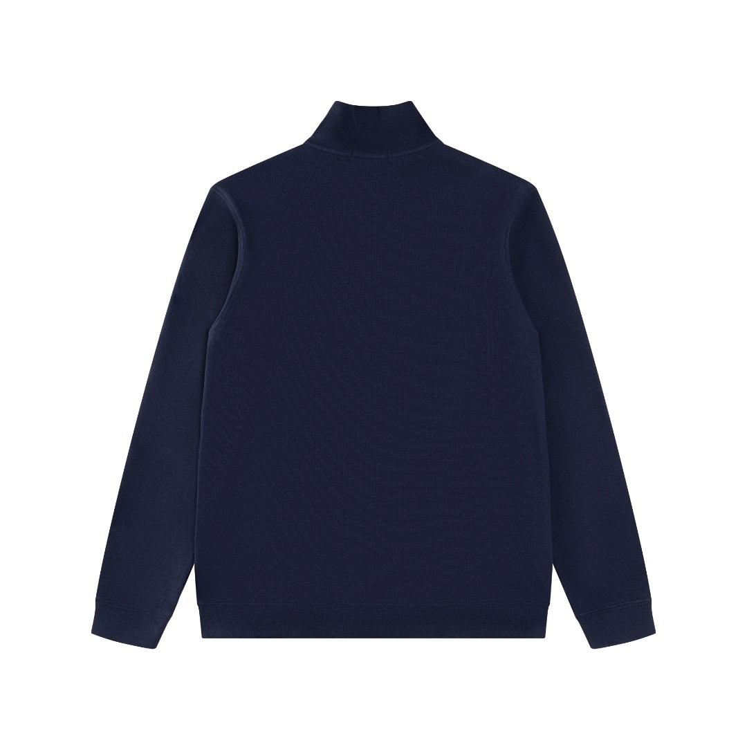 Ralph Lauren Half Zipper High Collar Long Sleeve Knitted Hoodie navy blue OG0730318