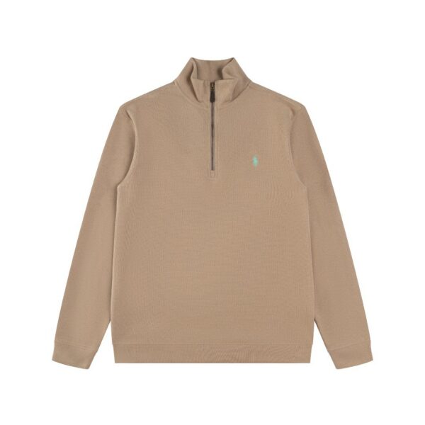 Ralph Lauren Half Zipper High Collar Long Sleeve Knitted Hoodie Khaki green label OG0730319