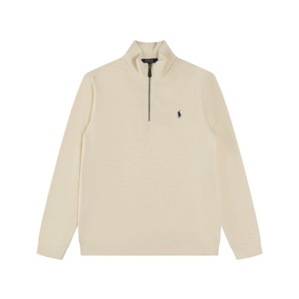 Ralph Lauren Half Zipper High Collar Long Sleeve Knitted Hoodie Apricot OG0730320