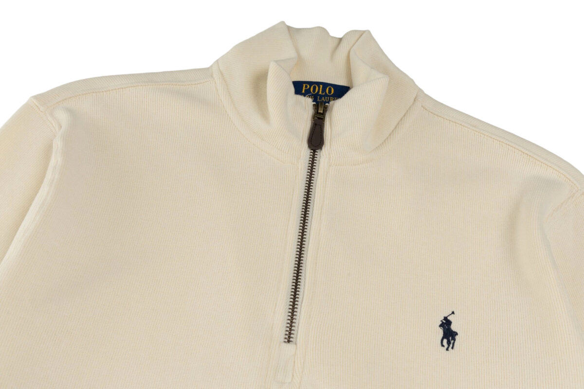 Ralph Lauren Half Zipper High Collar Long Sleeve Knitted Hoodie Apricot OG0730320