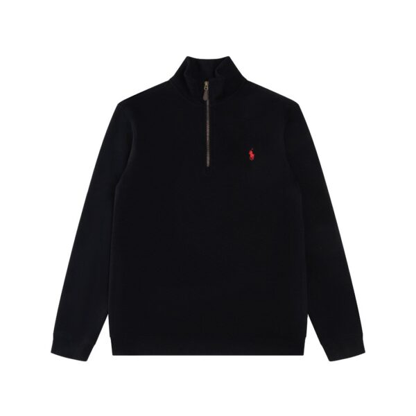 Ralph Lauren Half Zipper High Collar Long Sleeve Knitted Hoodie Black OG0730321