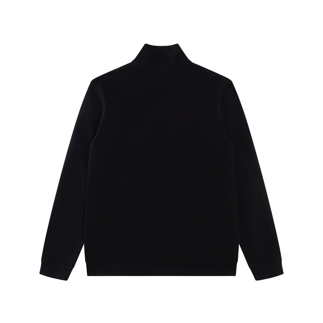 Ralph Lauren Half Zipper High Collar Long Sleeve Knitted Hoodie Black OG0730321