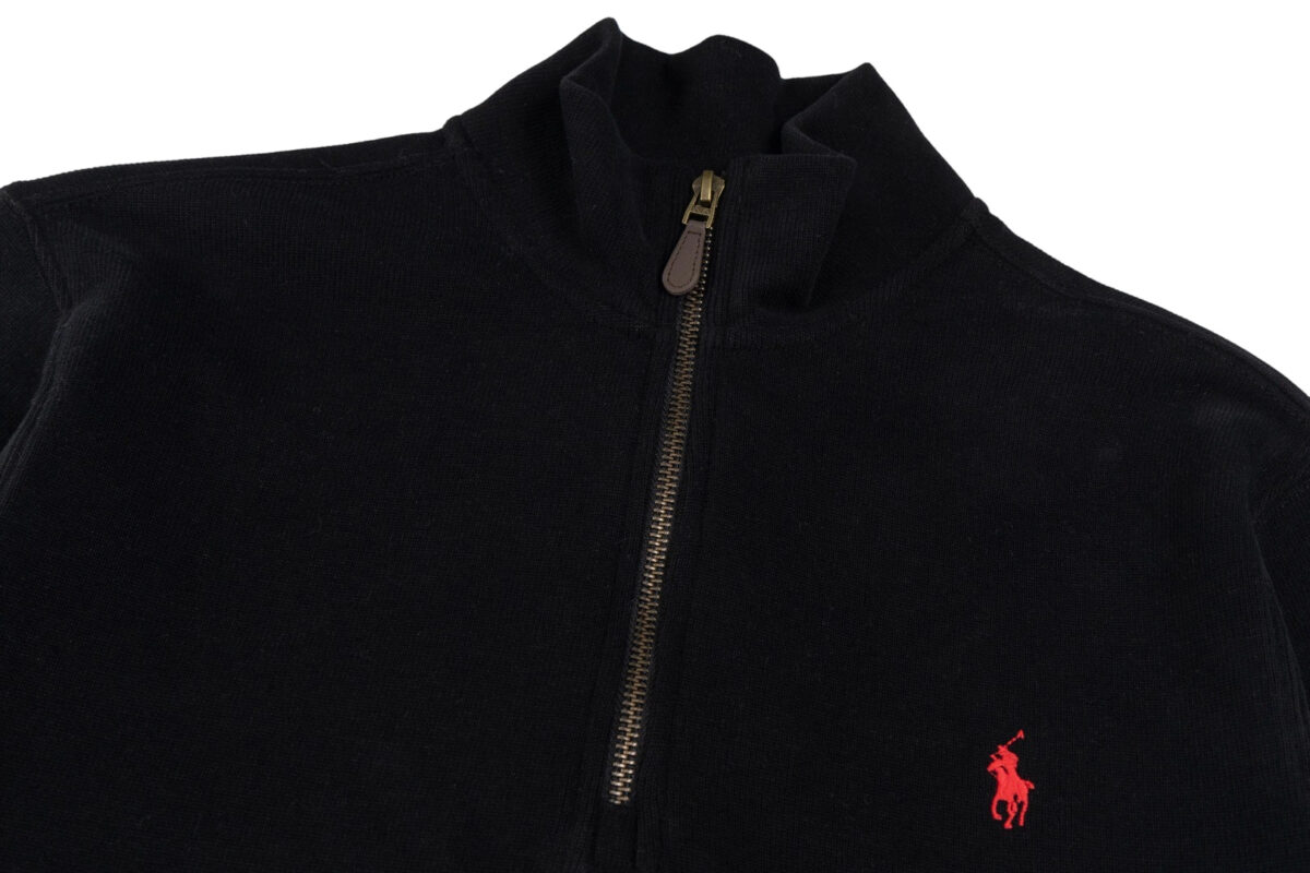 Ralph Lauren Half Zipper High Collar Long Sleeve Knitted Hoodie Black OG0730321