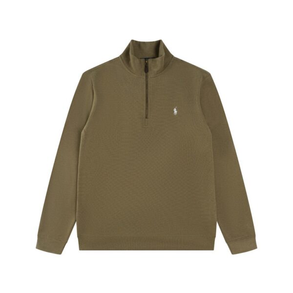 Ralph Lauren Half Zipper High Collar Long Sleeve Knitted Hoodie Army Green OG0730322