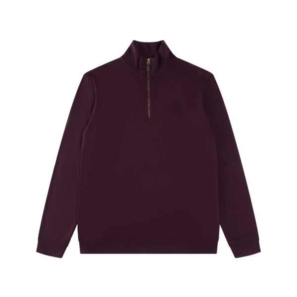 Ralph Lauren Half Zipper High Collar Long Sleeve Knitted Hoodie Wine Red OG0730323