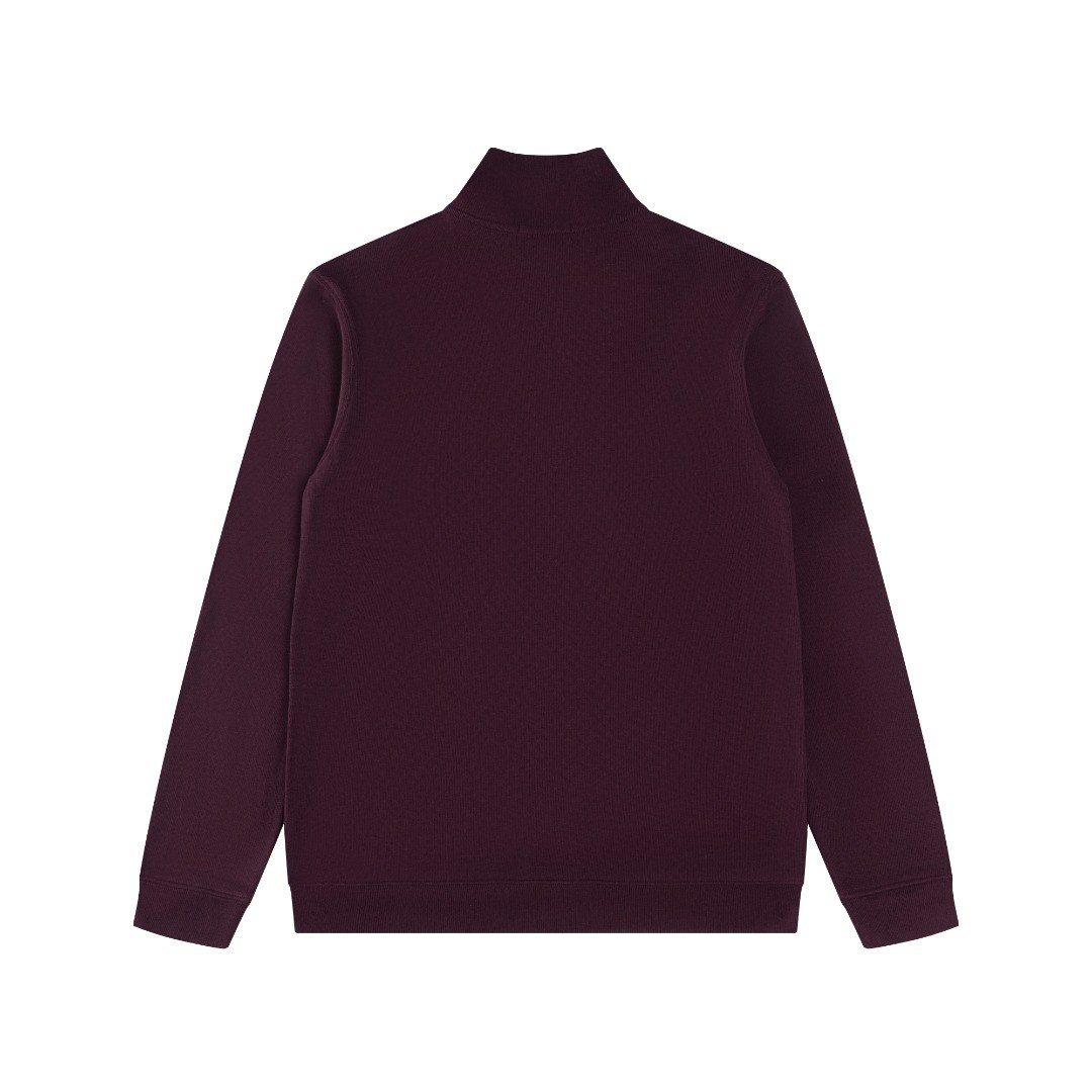 Ralph Lauren Half Zipper High Collar Long Sleeve Knitted Hoodie Wine Red OG0730323