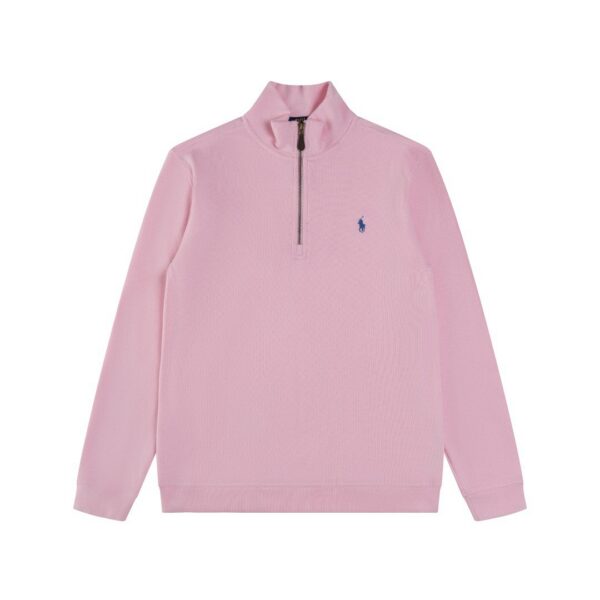 Ralph Lauren Half Zipper High Collar Long Sleeve Knitted Hoodie Pink OG0730324