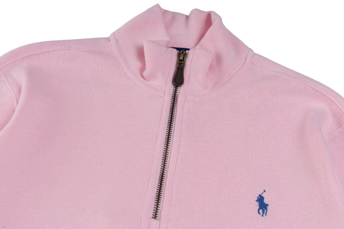Ralph Lauren Half Zipper High Collar Long Sleeve Knitted Hoodie Pink OG0730324