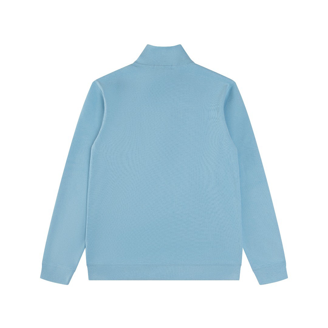 Ralph Lauren Half Zipper High Collar Long Sleeve Knitted Hoodie light blue OG0730326