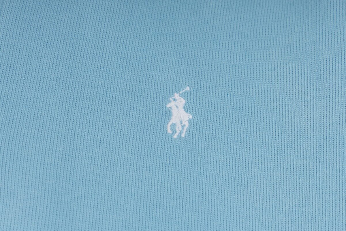 Ralph Lauren Half Zipper High Collar Long Sleeve Knitted Hoodie light blue OG0730326