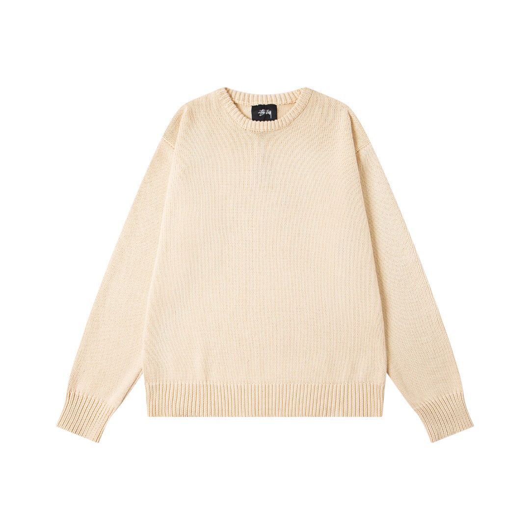Stussy FW24 SURFMAN ICON COTTON LINEN CREW Sweater Apricot OG0731338