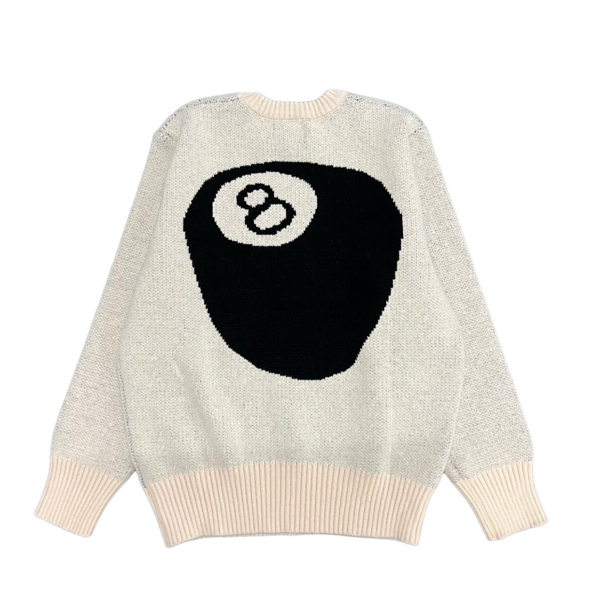 STUSSY Classic Back Billiards Black Eight Jacquard Couple Round Neck Knitted Sweater OG0731341