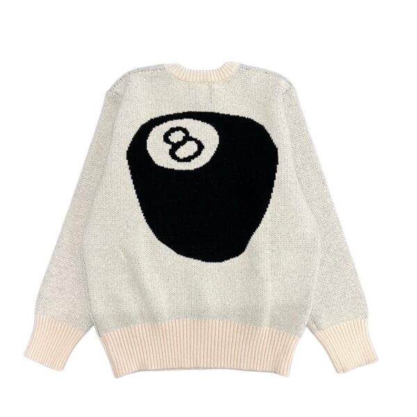 STUSSY Classic Back Billiards Black Eight Jacquard Couple Round Neck Knitted Sweater OG0731341