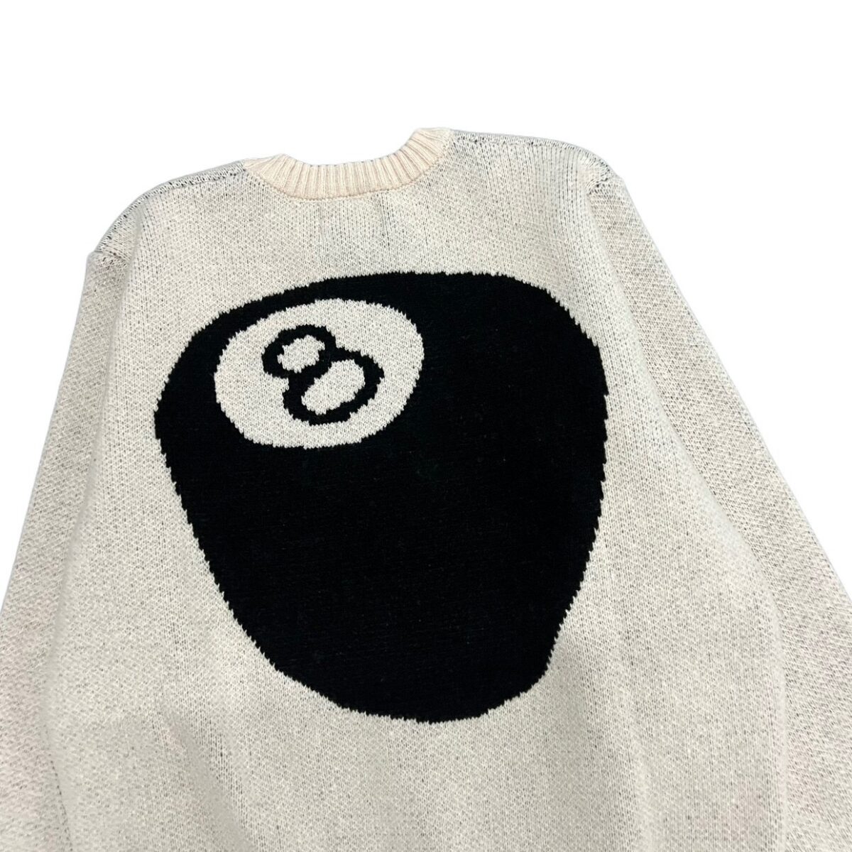 STUSSY Classic Back Billiards Black Eight Jacquard Couple Round Neck Knitted Sweater OG0731341